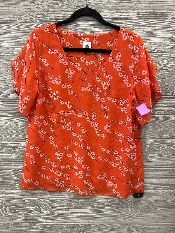 Top Short Sleeve By Cabi In Orange, Size: M Streetwear Style