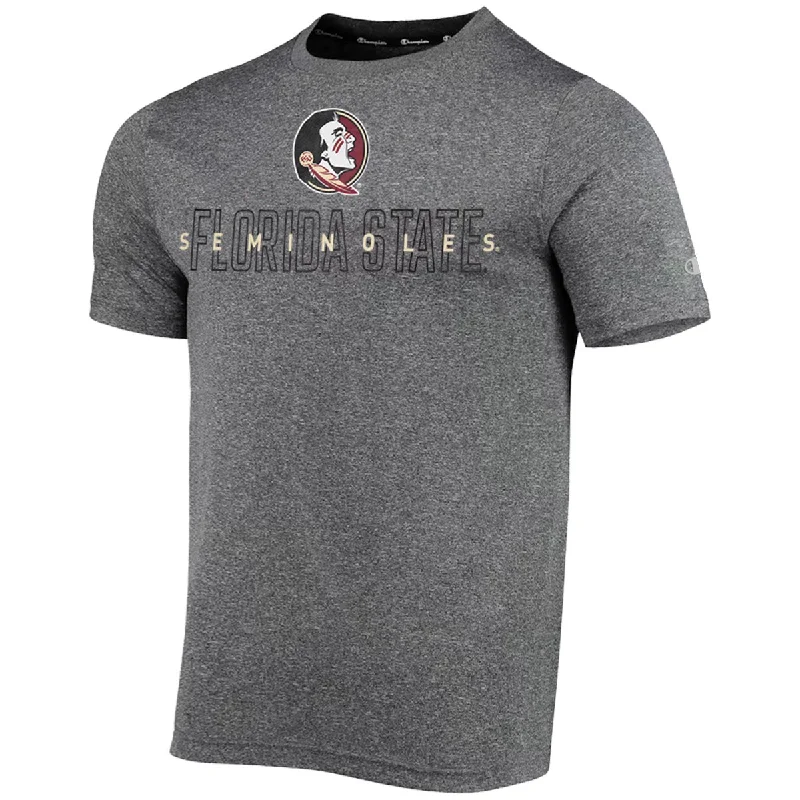 Champion Men's Seminole Logo/Florida State Seminoles Short Sleeve Heathered Performance T-shirt - Slate