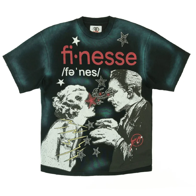 F199 Finesse Acid Wash Oversized Tee - Black