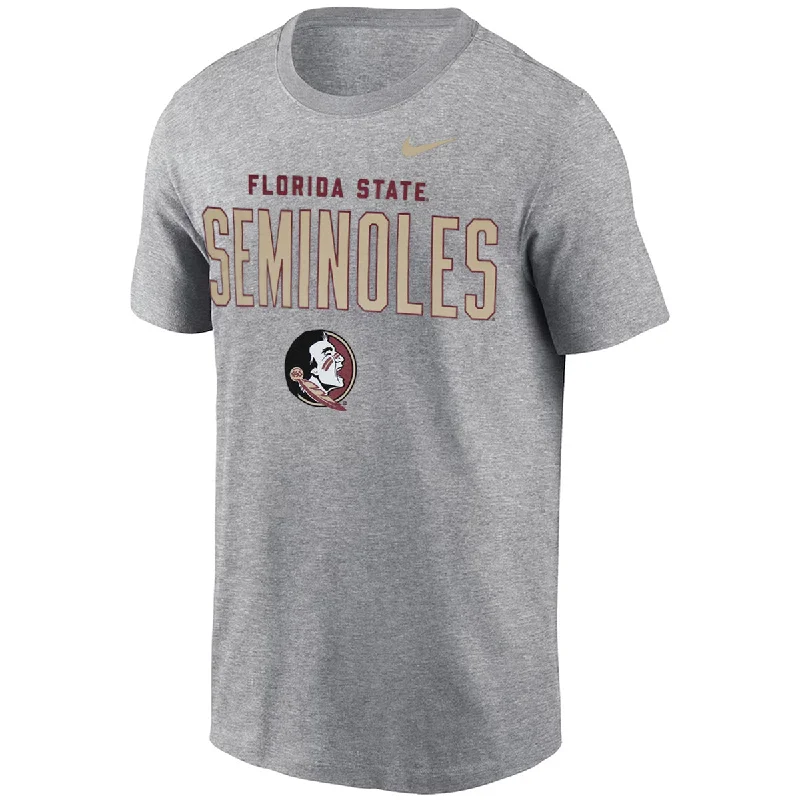 Nike Men's Florida State Seminoles/Seminole Logo Design Cotton Short Sleeve T-shirt - Dark Heather Grey