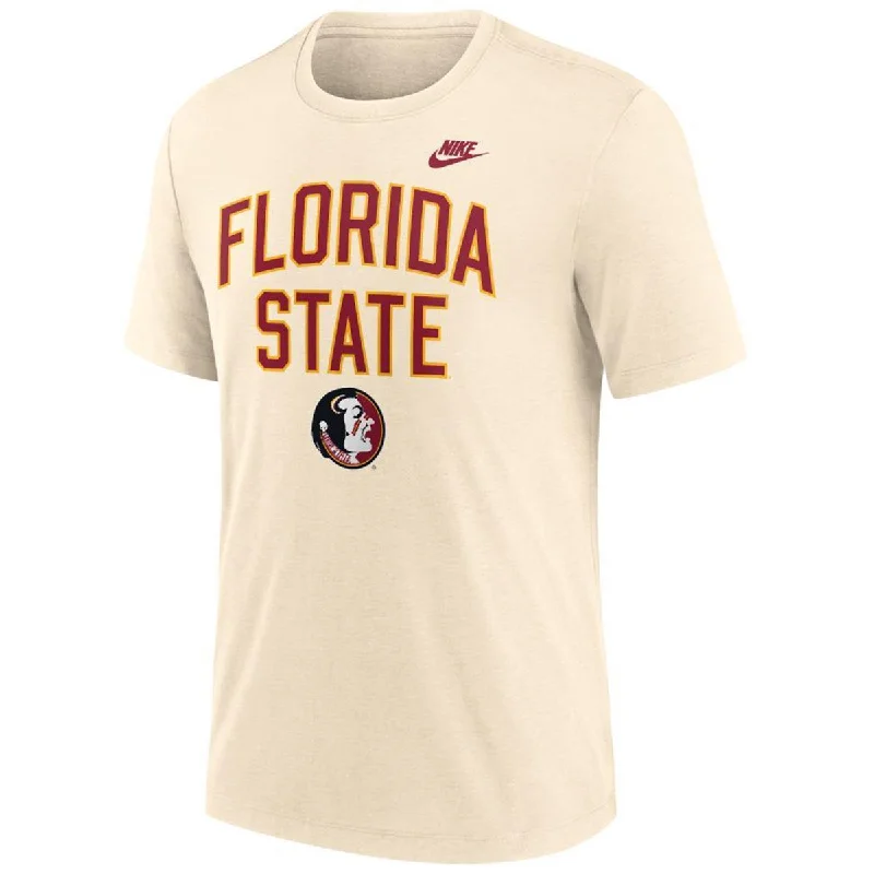 Nike Men's Vault Florida State Seminole Logo Short Sleeve Legacy Tri-blend T-shirt - Natural