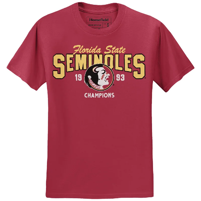 Homefield Adult/Unisex Vault Florida State Seminoles/Seminole Logo 1993 Champions Design Short Sleeve T-shirt - Garnet