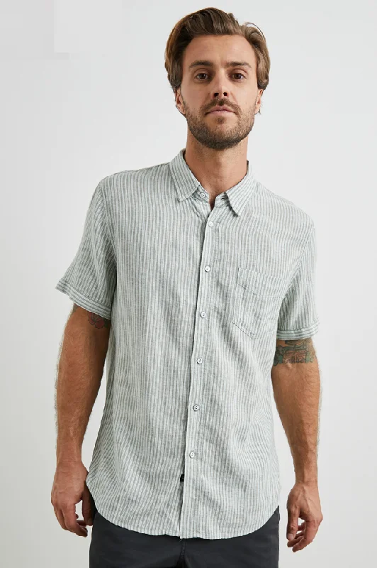 Carson Short Sleeve Shirt Clover Aqua Stripe