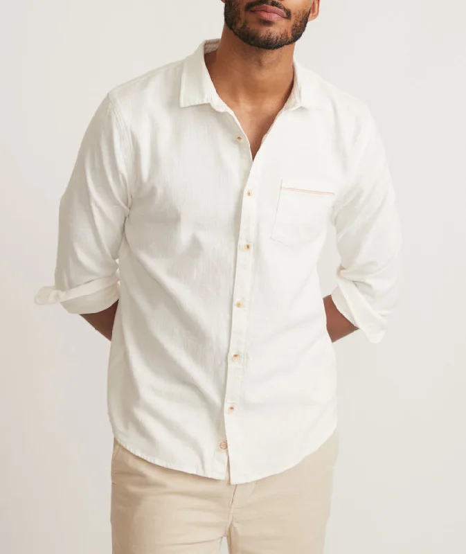 Classic Stretch Selvage Long Sleeve Shirt - Natural