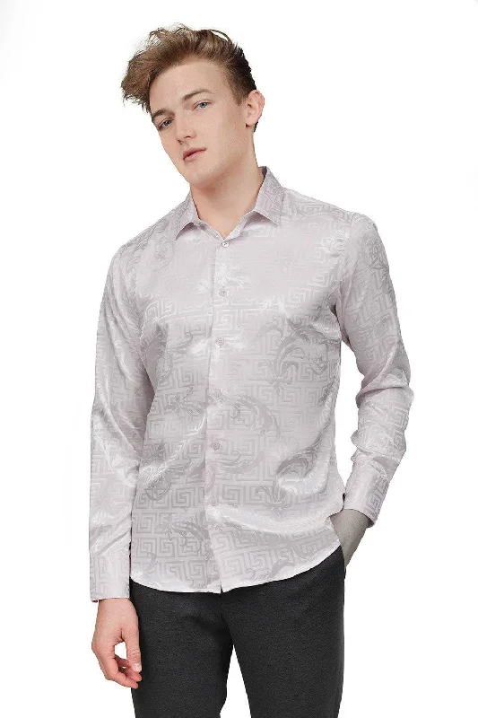 GREEK KEY JACQUARD Long Sleeve Shirt