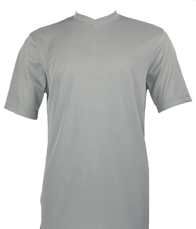 Log In Short Sleeve V Neck Men's T-Shirt - Solid Pattern Grey #219