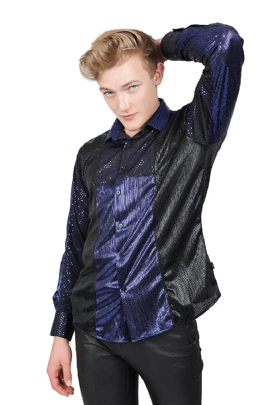 METALLIC PATCHWORK Long Sleeve Shirt