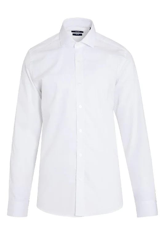 Slim Fit Long Sleeve Patterned Cotton Dress Shirt, White D. 2