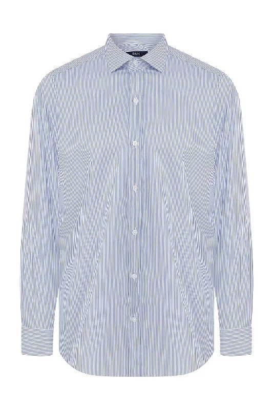 Slim Fit Long Sleeve Striped Cotton Dress Shirt, Blue C