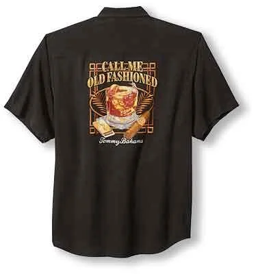 Tommy Bahama Big & Tall Call Me Old Fashioned Camp Shirt - Black