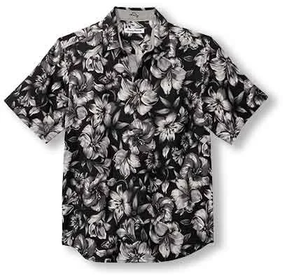 Tommy Bahama Hibiscus Hideaway Camp Shirt - Black