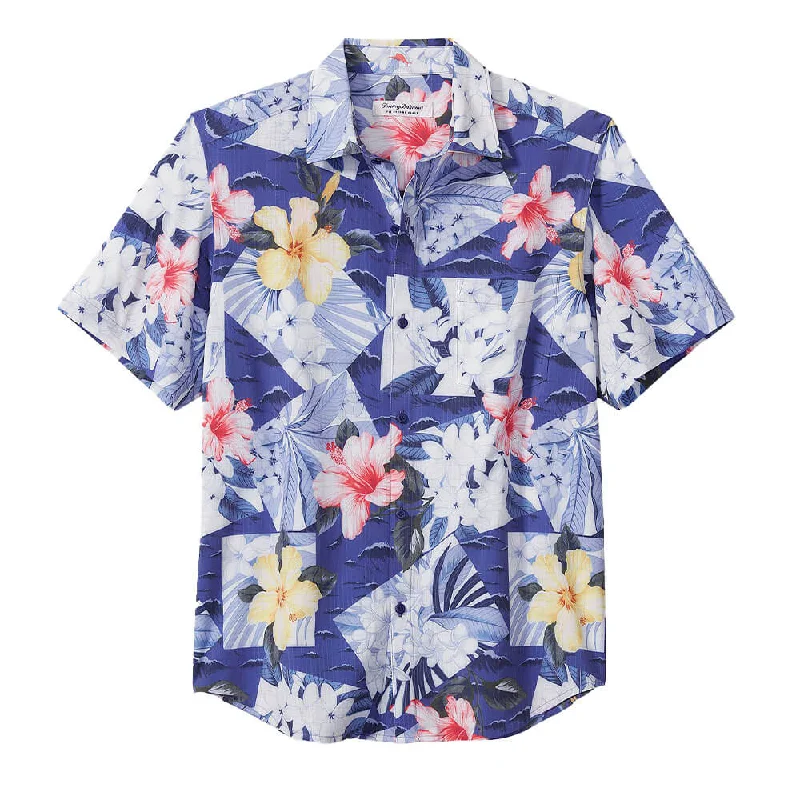 Tommy Bahama Islandzone Bahama Coast Coastal Collage Camp Shirt - Deep Ultramarine