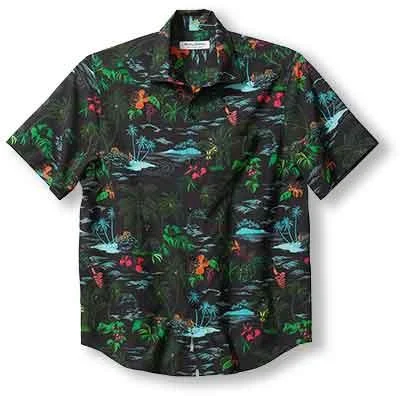 Tommy Bahama IslandZone Bahama IslandZone Coast Neon Shores Camp Shirt - Black