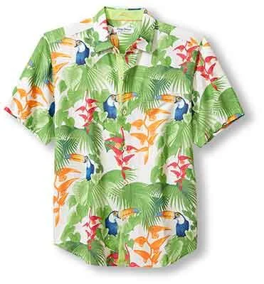 Tommy Bahama IslandZone Coconut Point Toucan Chats Camp Shirt - White