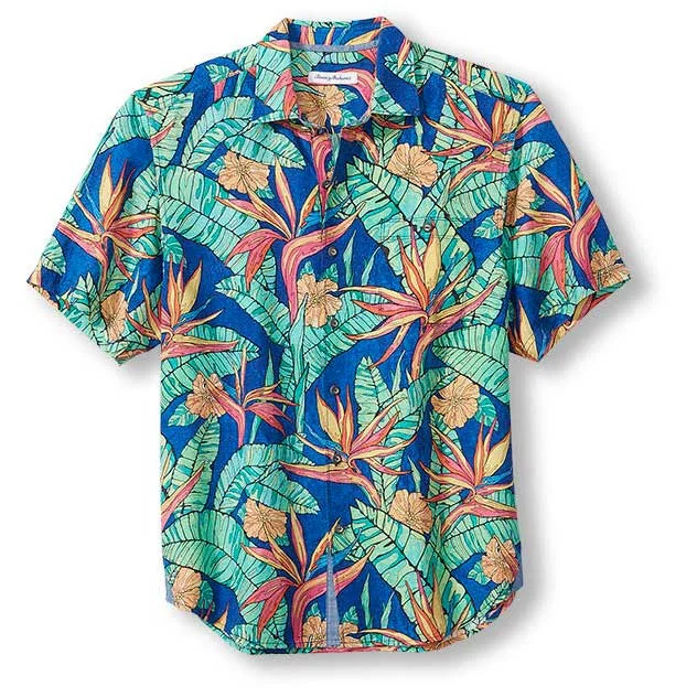 Tommy Bahama Sand Linen Birds And Paradise Camp Shirt - Bering Blue