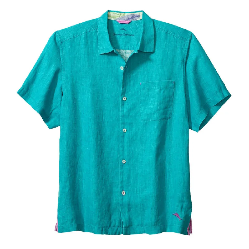 Tommy Bahama Sea Glass Linen Short Sleeve Camp Shirt - Riviera Azure