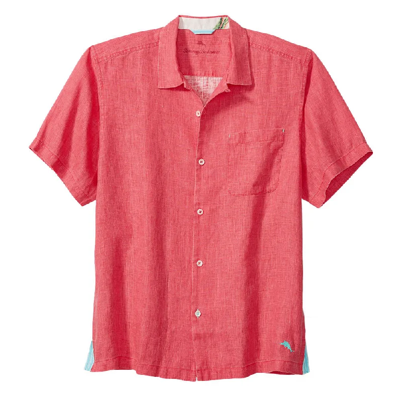 Tommy Bahama Sea Glass Linen Short Sleeve Camp Shirt - Teaberry