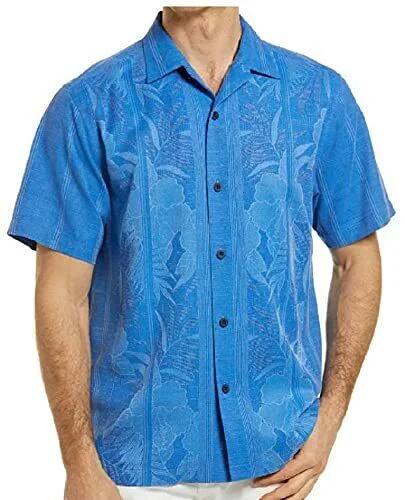 Tommy Bahama Tahitian Border Camp Shirt - Cobalt Sea