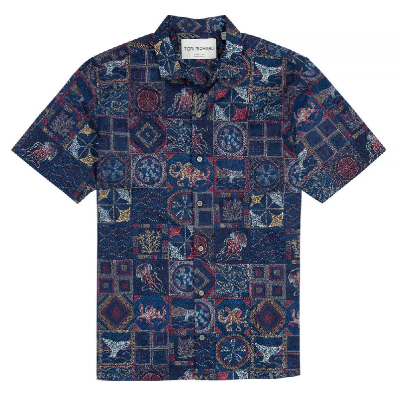 Tori Richard Sedna Cotton Lawn Camp Shirt - Deep Sea