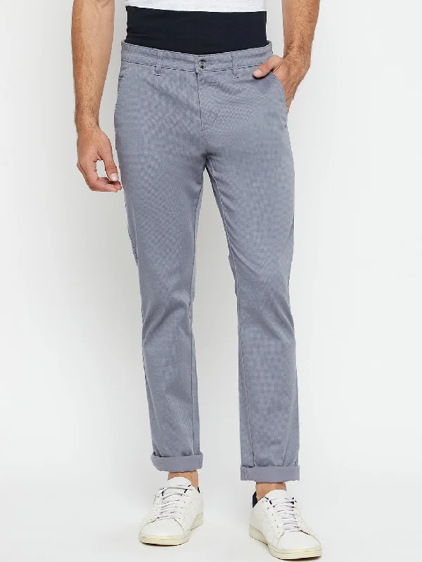 Men's Casual Flat front Grey  Trousers