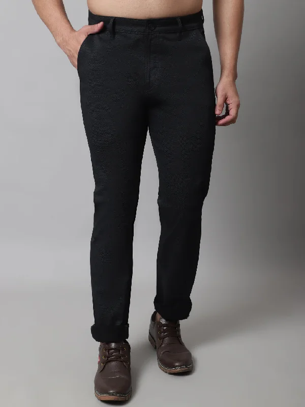 Men's Casual Flat front Black  Trousers