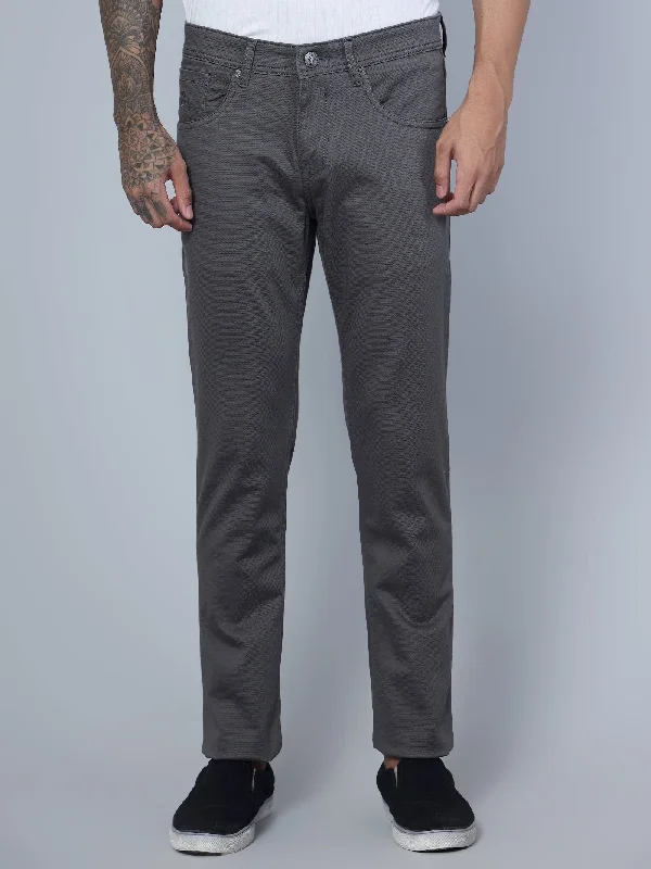 Men's Casual Flat front Grey  Trousers