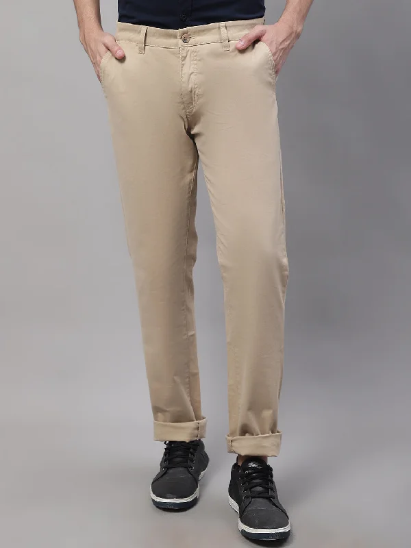 Men's Casual Flat front Khaki  Trousers