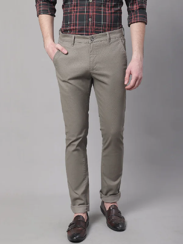 Men's Casual Flat front Light Olive Green  Trousers