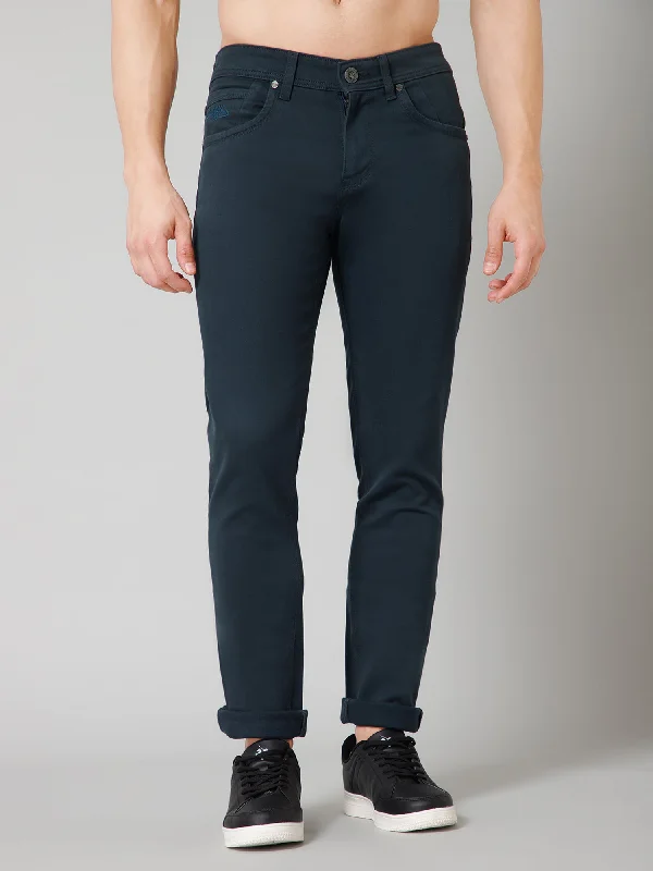 Men's Casual Flat front Teal  Trousers