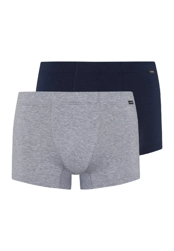 Cotton Essentials 2 Pack Boxer Brief With Covered Waistband | Lt Melange/Deep Navy 73079-2399