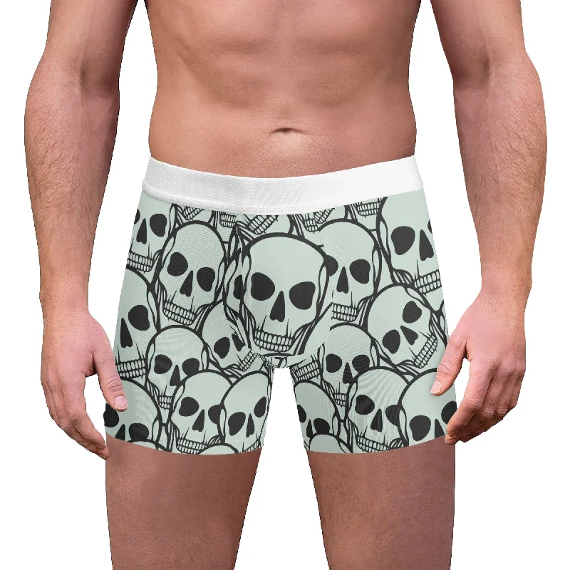 Men's Light Blue Skulls Boxer Briefs