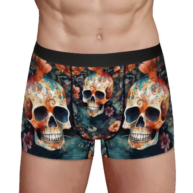 Men's Skull Floral Comfortable Underwear