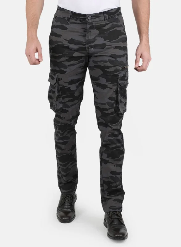 Men Grey Smart Fit Cargo Trouser