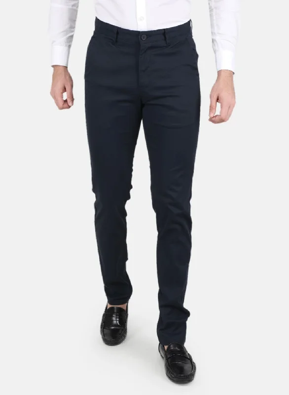 Men NAvy Blue Smart Fit Trouser