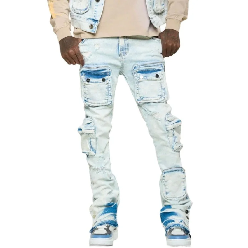 Pheelings "Journey To Greatness" Cargo Flare Stacked Denim (Light Blue)