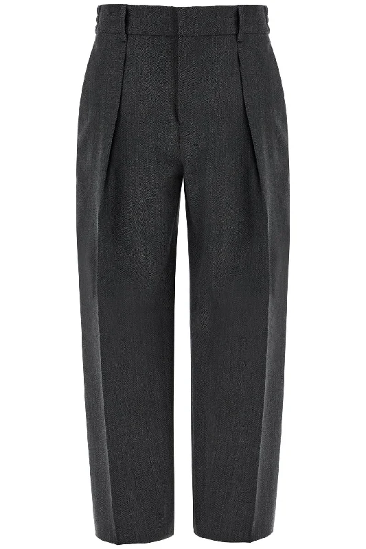 BURBERRY wide woolen checked trousers