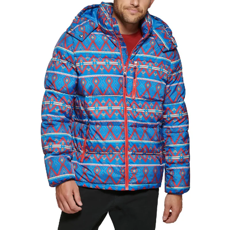 Club Room Mens Water Resistant Hooded Puffer Jacket Tailored Tailored