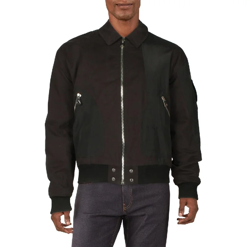 Eleven Paris Mens Mixed Media Heavy Bomber Jacket