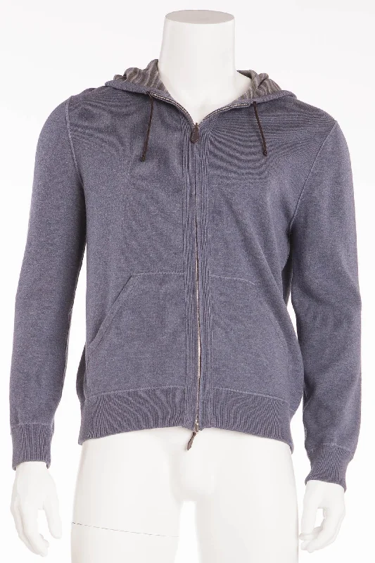 Authentic Hermes - Grey/Blue Zip Up Hoodie - L