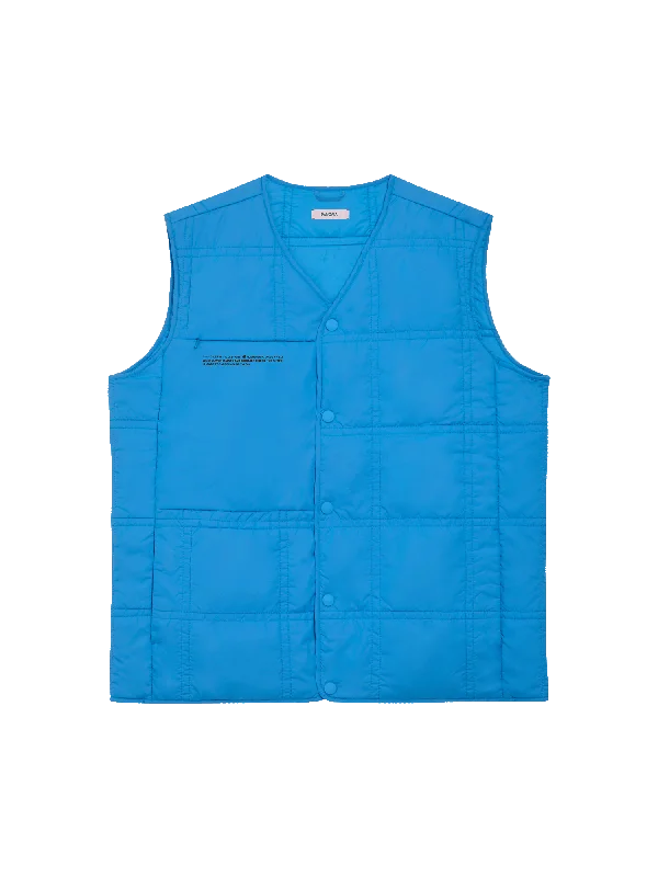 Mens Flower-Warmth Quilted Gilet—cerulean blue