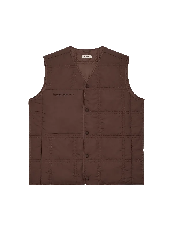 Mens Flower-Warmth Quilted Gilet—chestnut brown