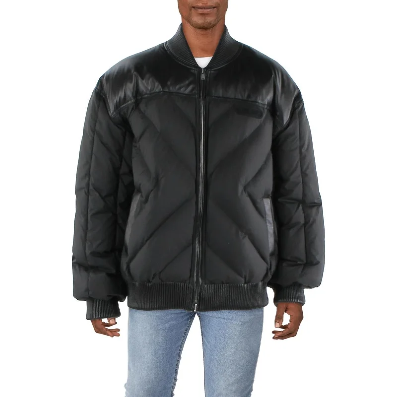 RTA Mens Leather Warm Puffer Jacket